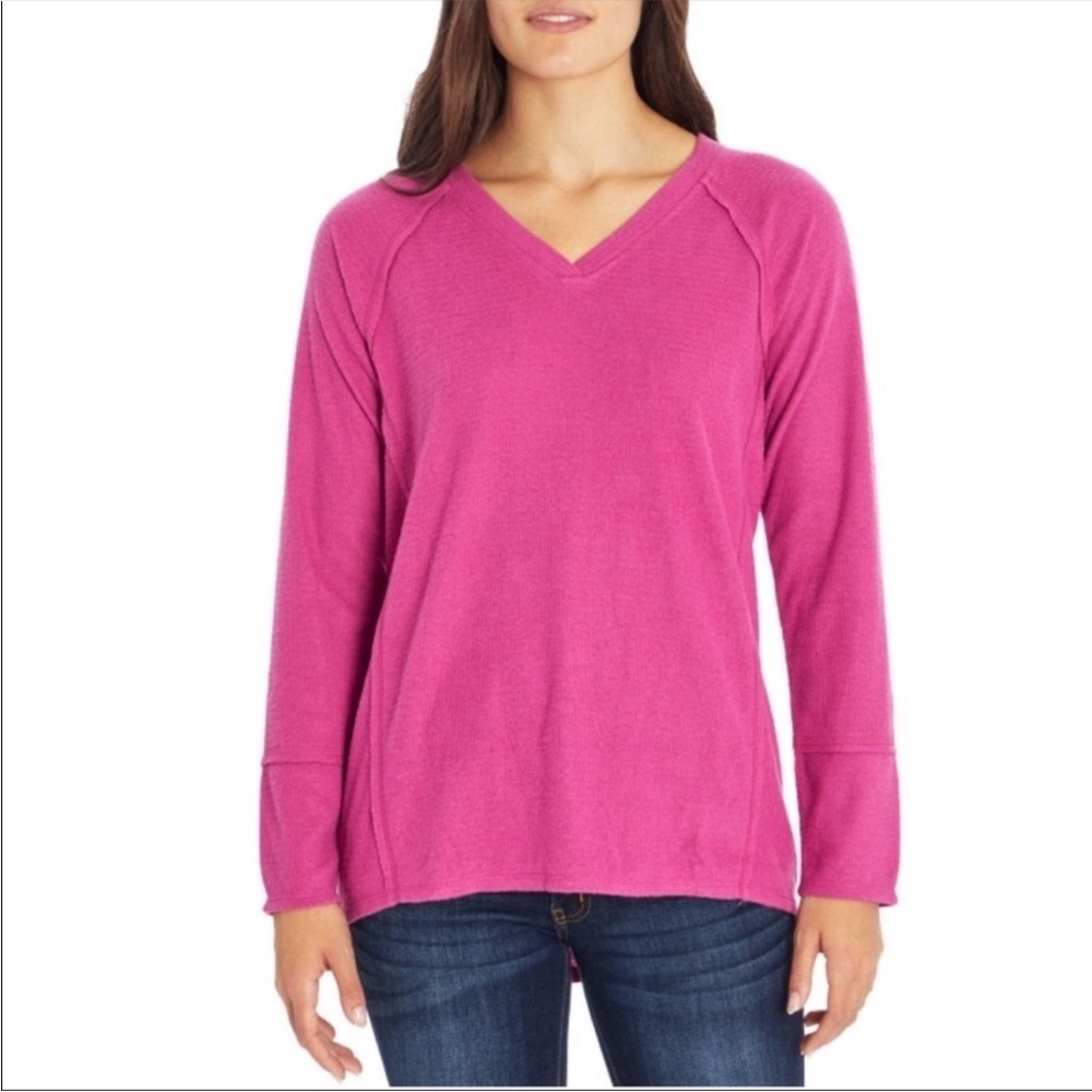 Wildfox Haley Elderberry Pink Long Sleeve V-neck Cozy Size XS